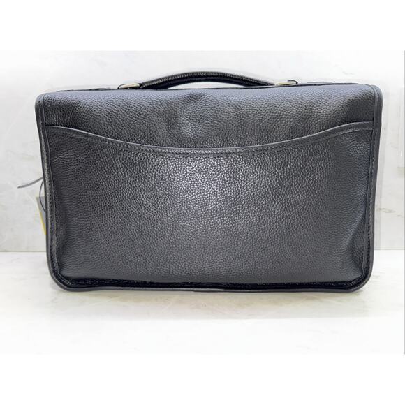 Tusting Clipper Small Black Leather Satchel Briefcase Handmade In England - Picture 4 of 12